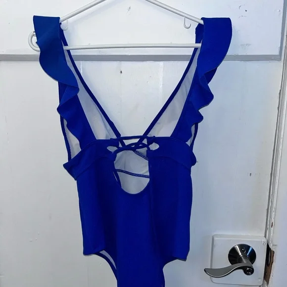 Blue Ruffled One-Piece Swimsuit - Picture 2 of 3